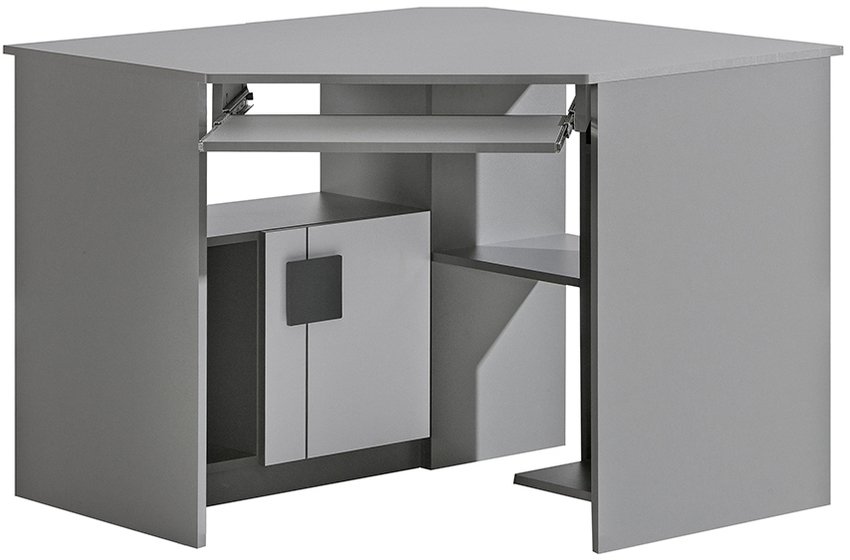 Rohový PC stolík Guliver II 11, šedá/biela
