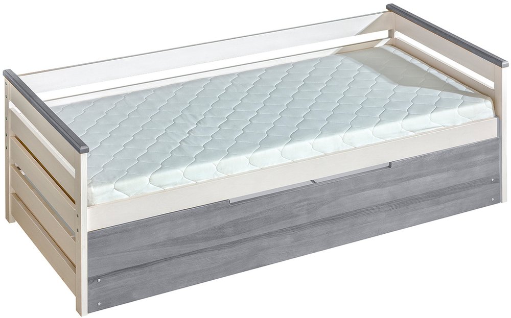 E-shop Detská posteľ z masivu ASTON 1 s úložným priestorom, borovica biela/hnedá