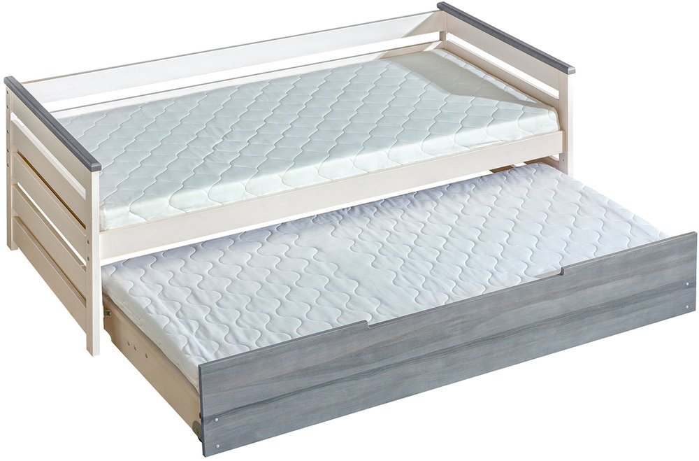 E-shop Detská posteľ z masivu ASTON 1 s prístelkou, borovica biela/hnedá