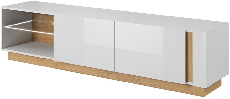 E-shop Tv stolík ARDO 187 biela/biela lesklá/dub