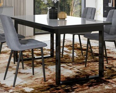 Jedálenský stôl HEMI čierna / šedé sklo