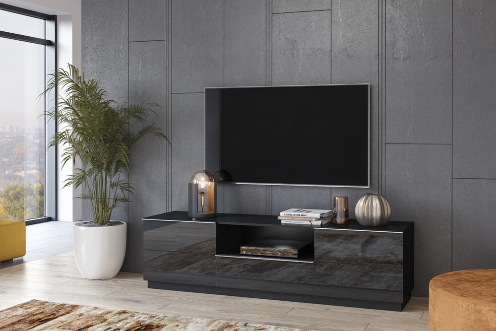 E-shop Tv stolík HEMI 40 čierna / čierne sklo