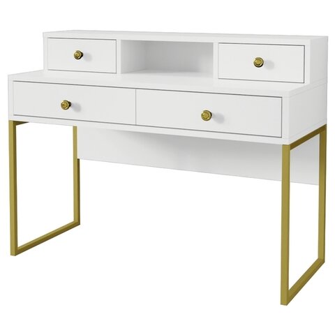 Písací stôl CAPRI biela / zlatá