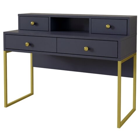 Písací stôl CAPRI modrá / zlatá